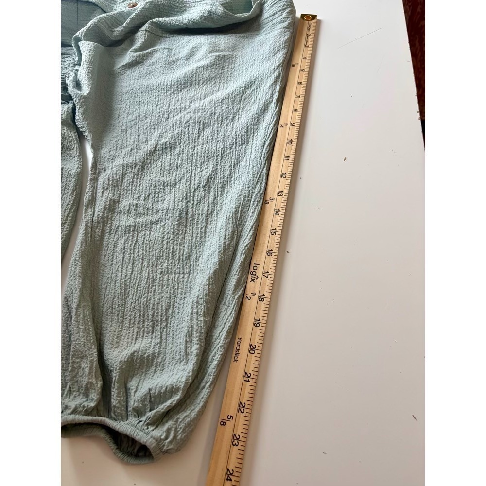Calvin Klein Button-Down Shirtdress Balloon Sleeves Green Sz L Preppy Beach Work - Picture 8 of 13